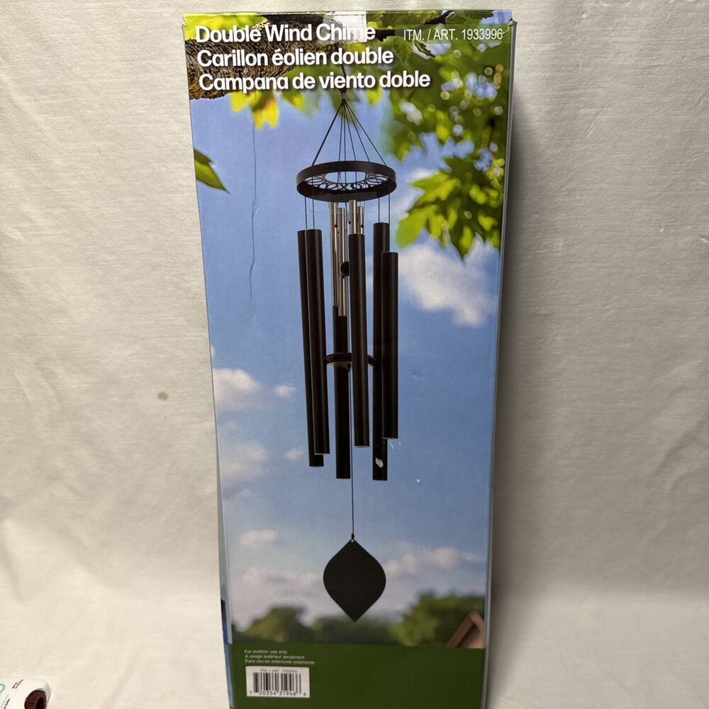 Stylecraft Double Wind Chime 7 in. Diameter x 46 in. Harmonic Aluminum Tubes NOB